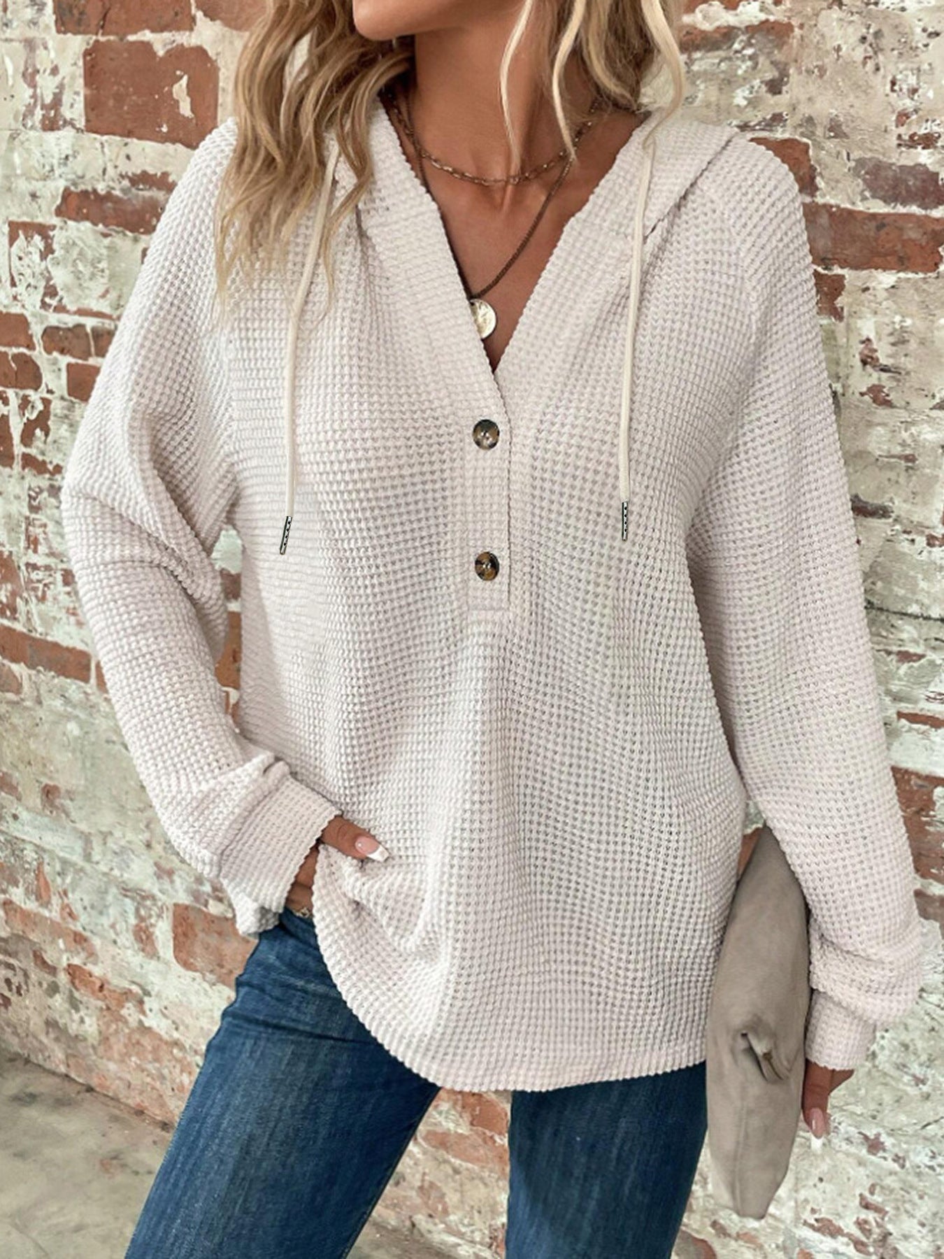 Mila™ Textured Button Hoodie