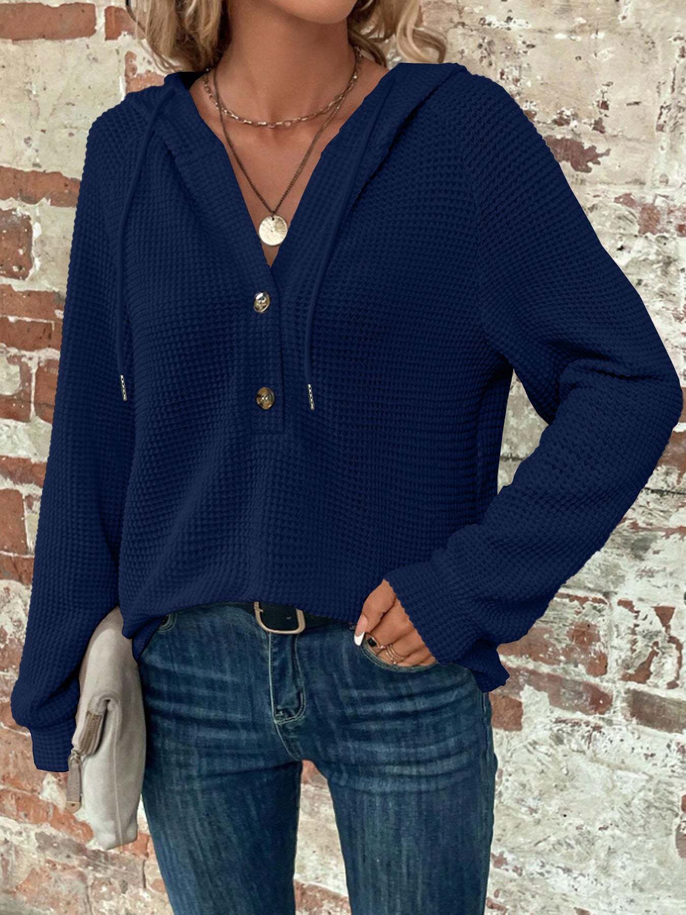 Mila™ Textured Button Hoodie