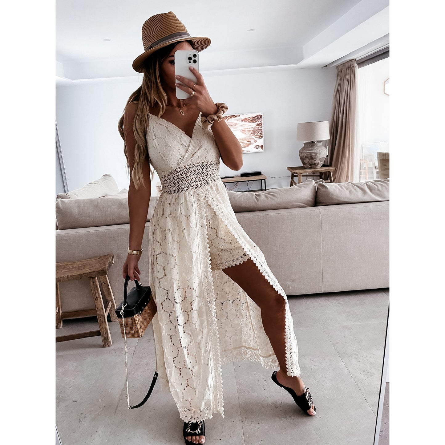 Elena Lace Romper Dress
