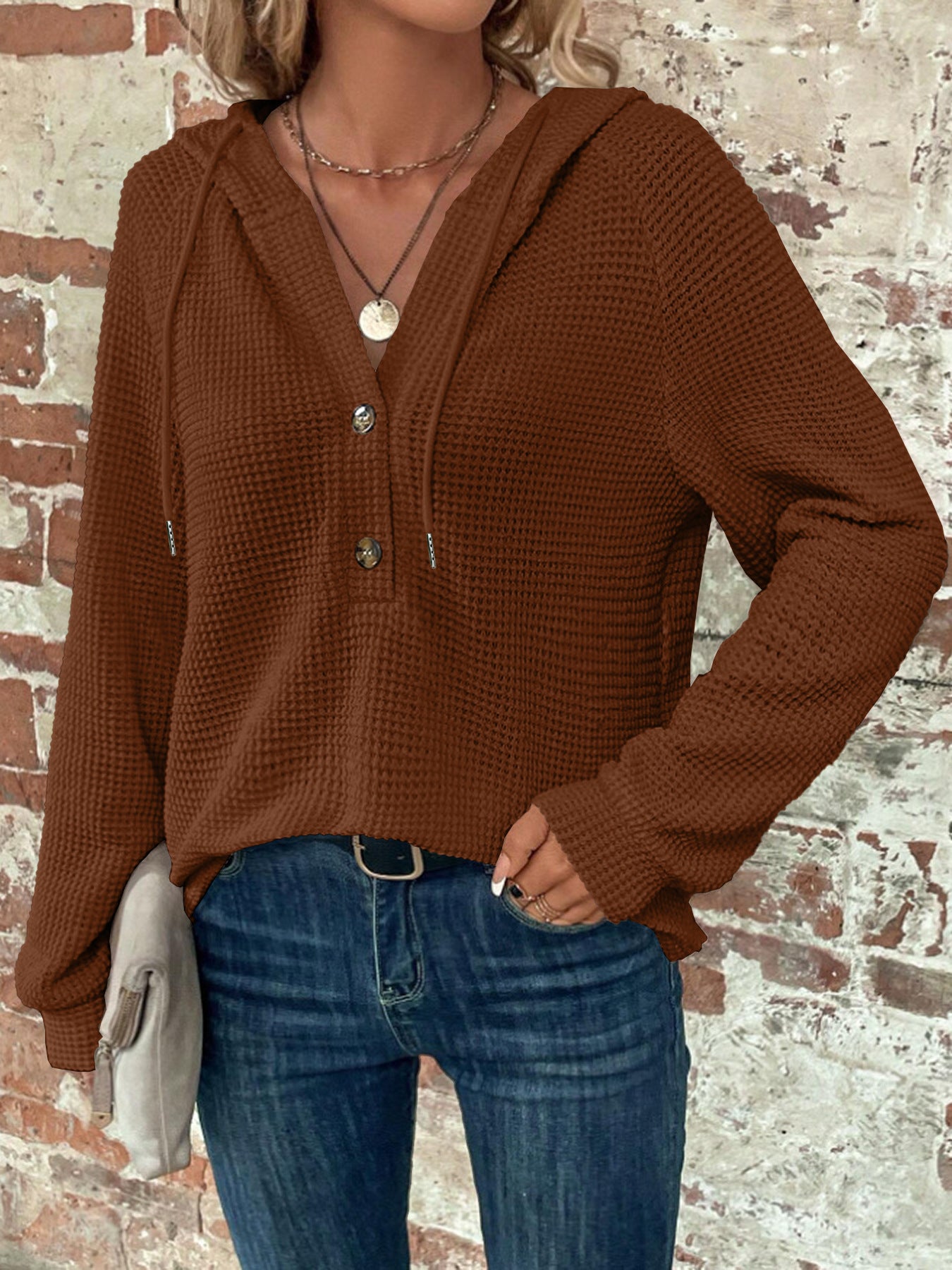 Mila™ Textured Button Hoodie