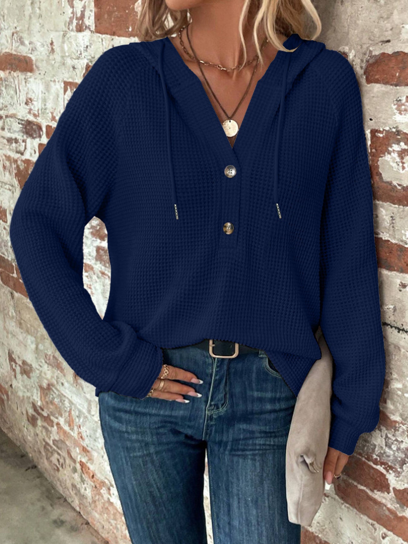 Mila™ Textured Button Hoodie