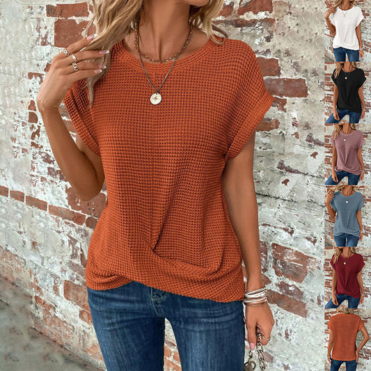 MONROE WAFFLE KNIT TWIST TEE