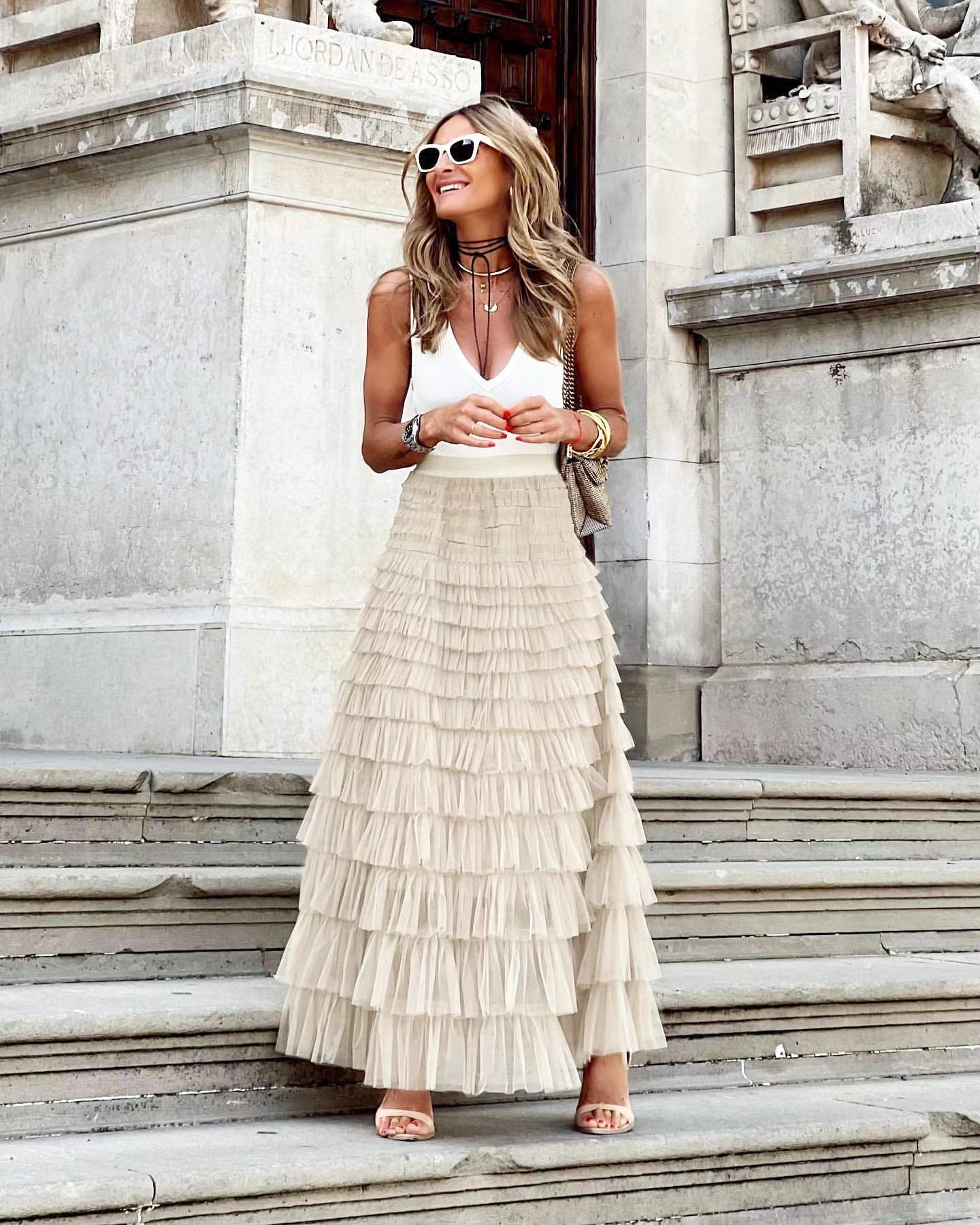 Cascade Layered Hem Skirt