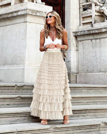 Cascade Layered Hem Skirt