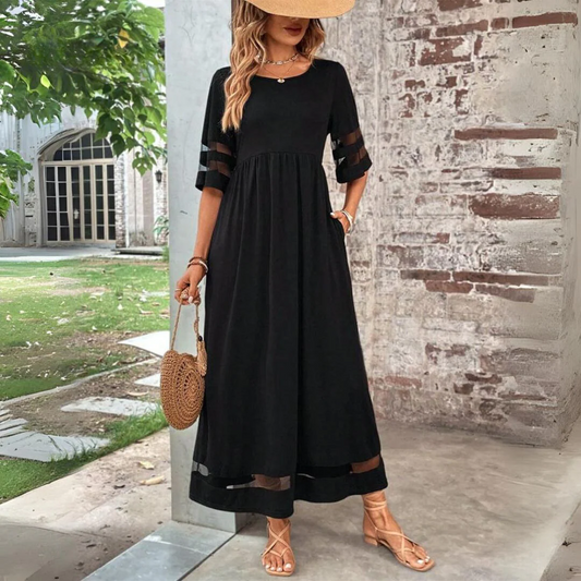 Camira - Mesh Panel Midi Dress