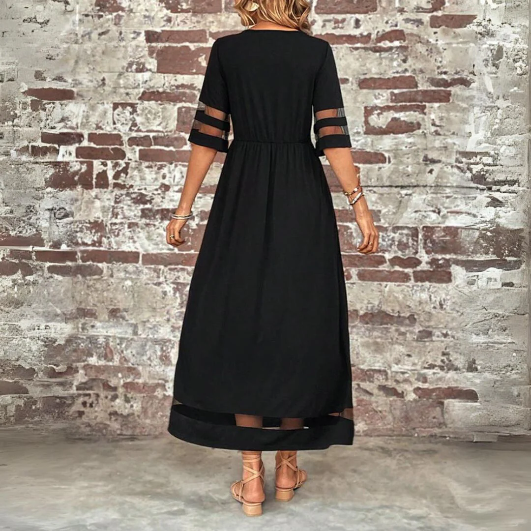 Camira - Mesh Panel Midi Dress
