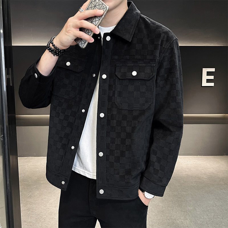 Maverick Checkered Suede Jacket