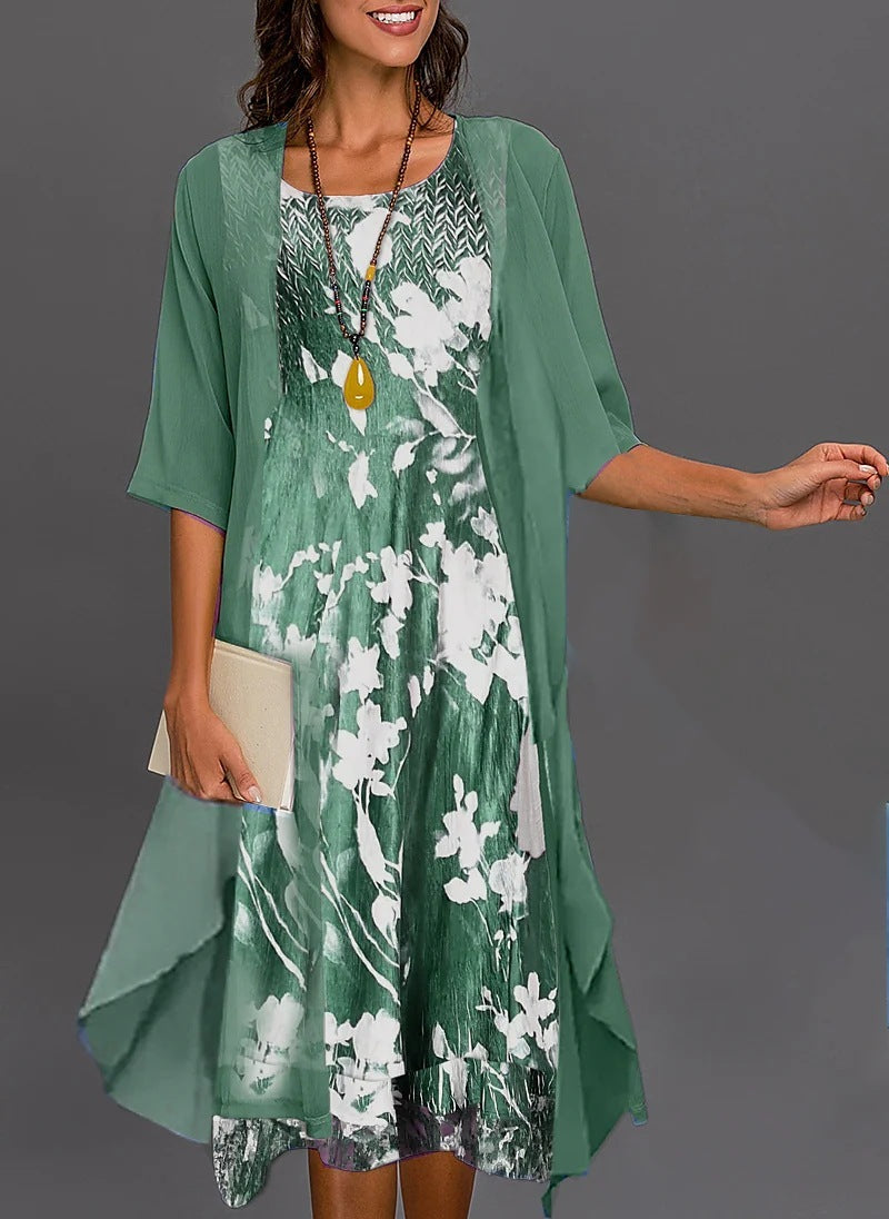 Marlene - Floral chiffon dress set