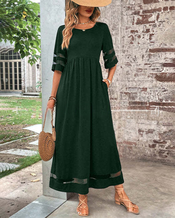 Camira - Mesh Panel Midi Dress