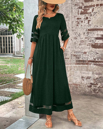 Camira - Mesh Panel Midi Dress