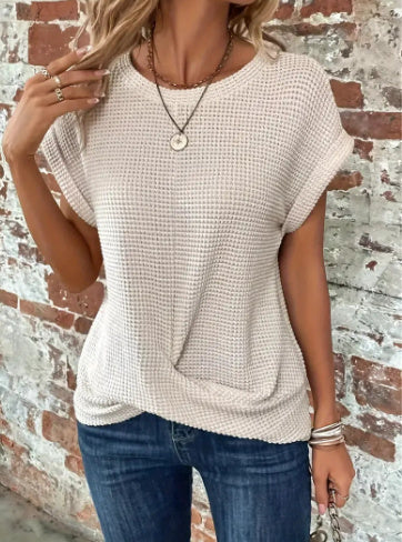 MONROE WAFFLE KNIT TWIST TEE