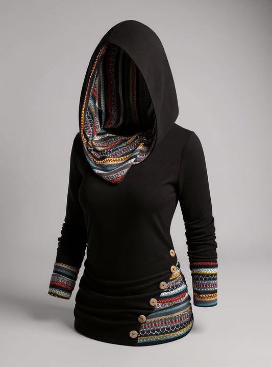 Women's Boho Patchwork Hoodie