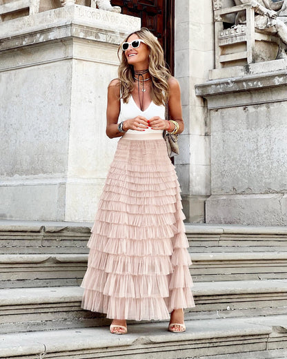 Cascade Layered Hem Skirt